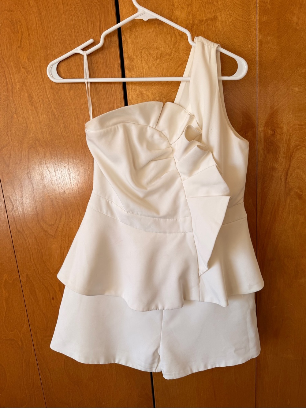 Do+Be Ivory One-Shoulder Romper